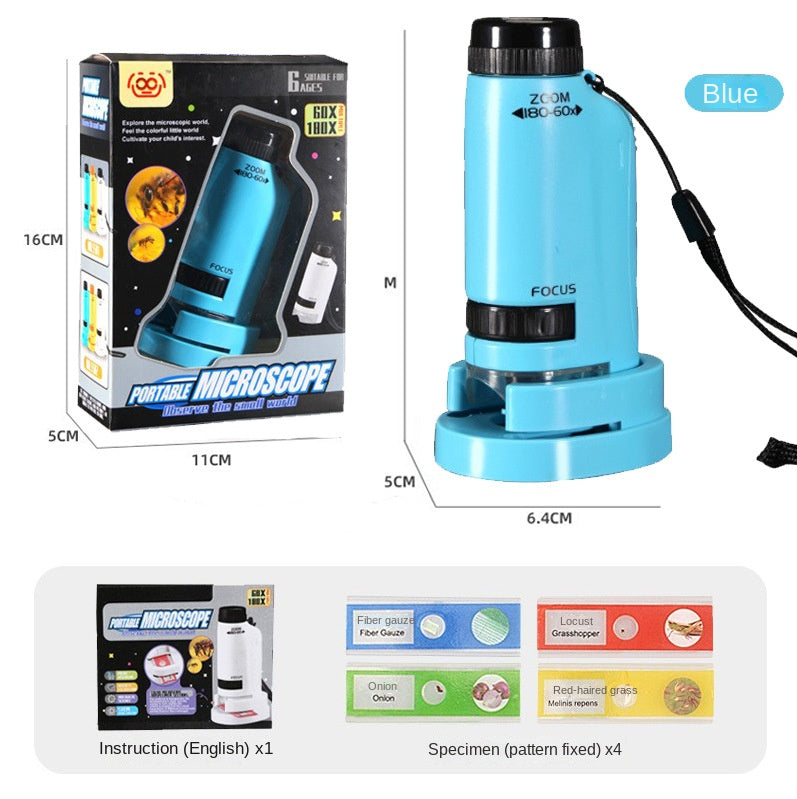 Portable Microscope Toy for Children - Handheld Mini Science Experiment Equipment for Primary and Secondary Students Outdoor Use