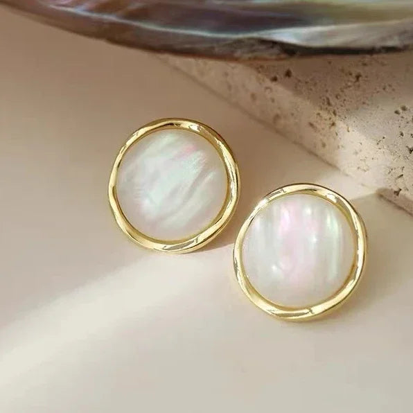 New Classic Elegant Round Opal Earrings for Women Simple and Versatile Luxury Designer Jewelry Korean Fashion Japan