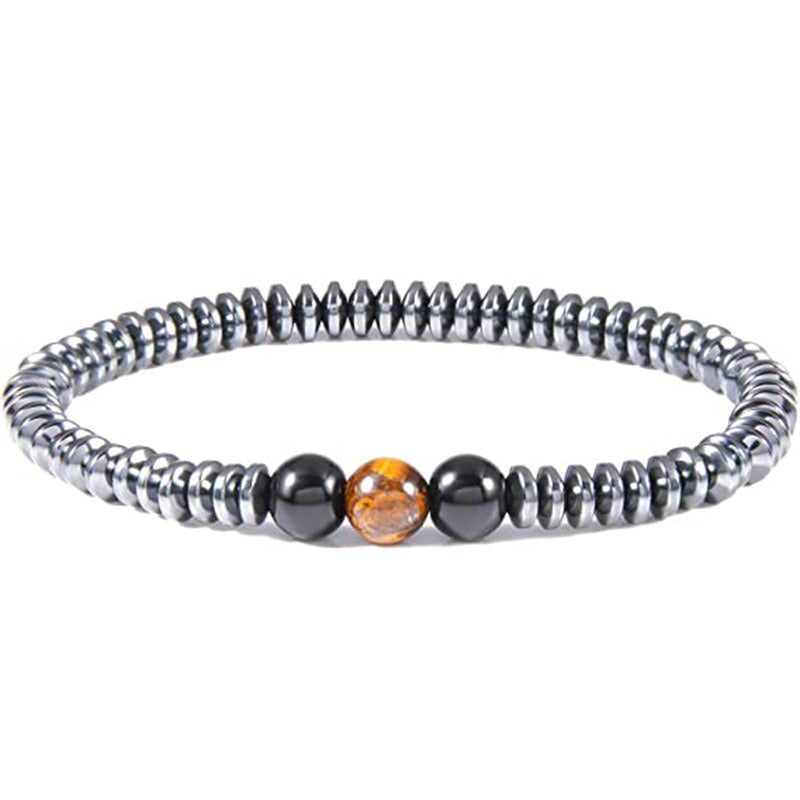 Tiger Eye Stone Frosted Stone Combination Beaded Bracelet 8mm Single Loop Elastic Black Gall Stone Health Care Bracelet