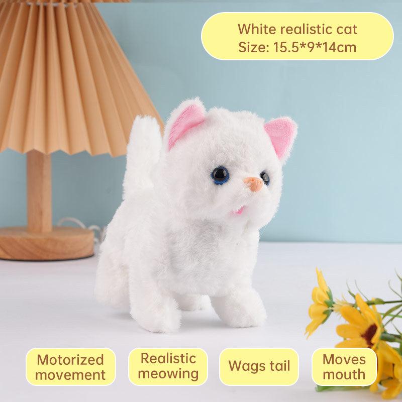Realistic Electronic Cat Toy with Walking & Barking Actions to Keep Your Pet Active and Entertained.