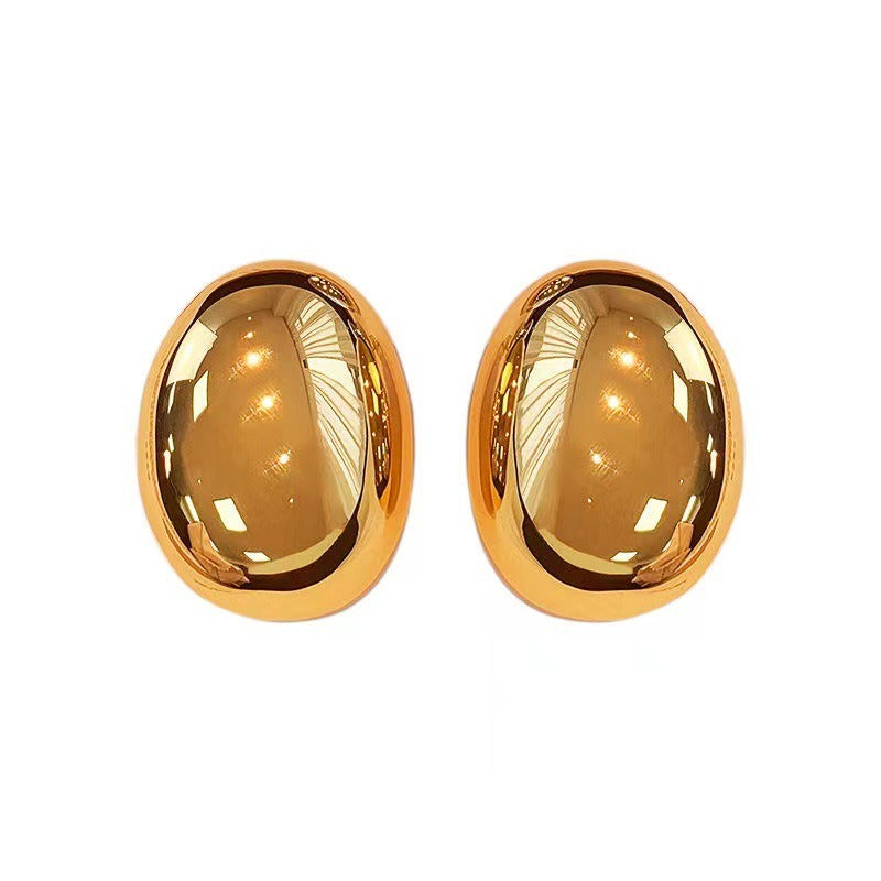 New Brass Teardrop Half Hollow Large Earrings Metal Smooth Ladies Jewellery
