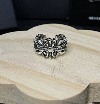 Silver Cross Men's and Women's Ring Hand Engraved Gold Plating