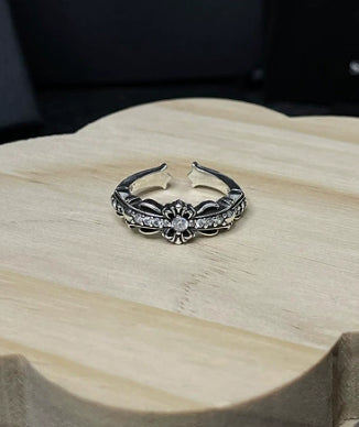 Silver Cross Men's and Women's Ring Hand Engraved Gold Plating