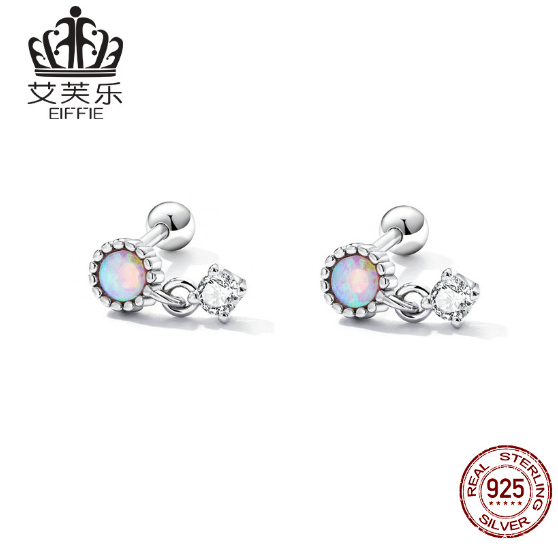Avele Popular Sterling Silver s925 Simple Opal Earrings Platinum-Plated Exquisite Zircon Earrings Sce1382