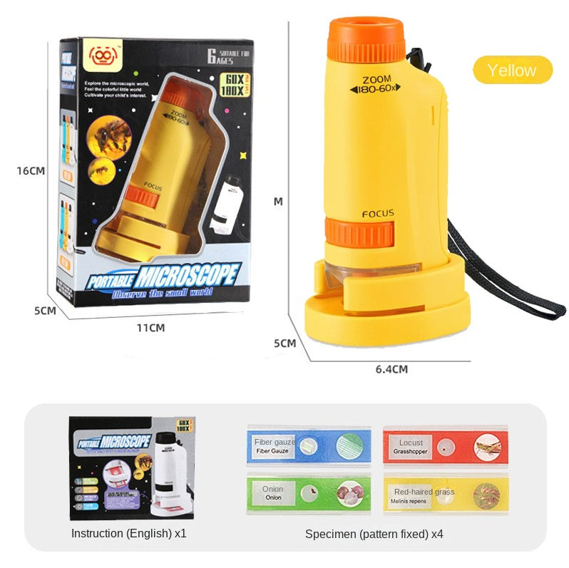 Portable Microscope Toy for Children - Handheld Mini Science Experiment Equipment for Primary and Secondary Students Outdoor Use