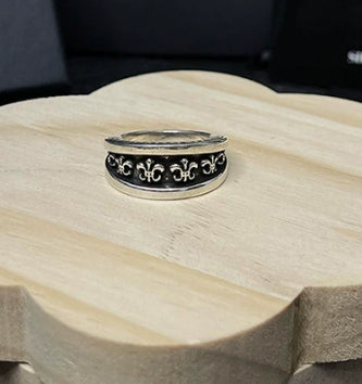 Silver Cross Men's and Women's Ring Hand Engraved Gold Plating