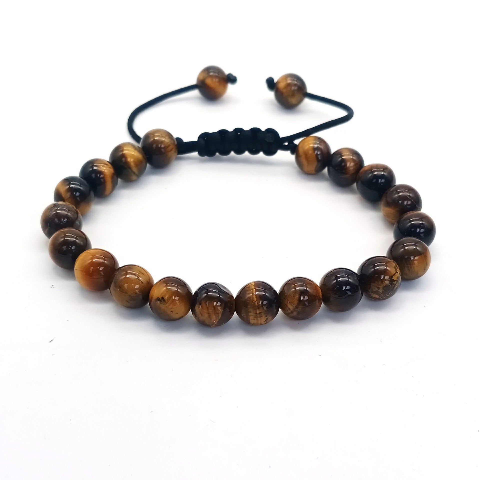 8mm Tiger Eye Stone Beads Bracelet Adjustable Braided Rope Bangles Natural Lava Rock Men Women Yoga Healing Balance Bracelets