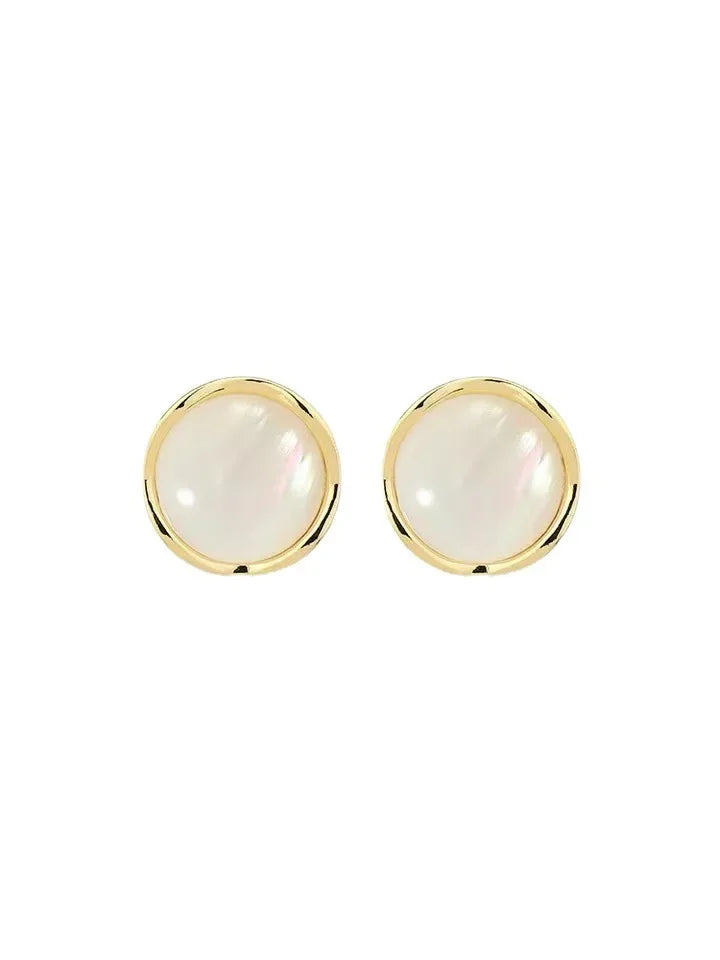 New Classic Elegant Round Opal Earrings for Women Simple and Versatile Luxury Designer Jewelry Korean Fashion Japan