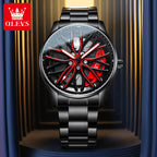 Men's wheel hub rotating fashionable and waterproof quartz watch