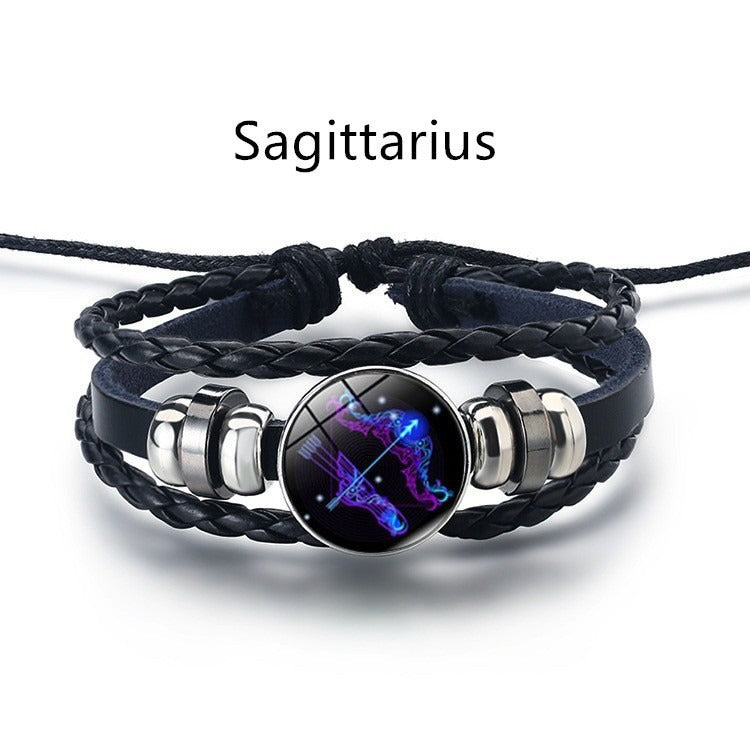 European and American Fashion Retro Twelve Constellation Bracelet Button Constellation Bracelet