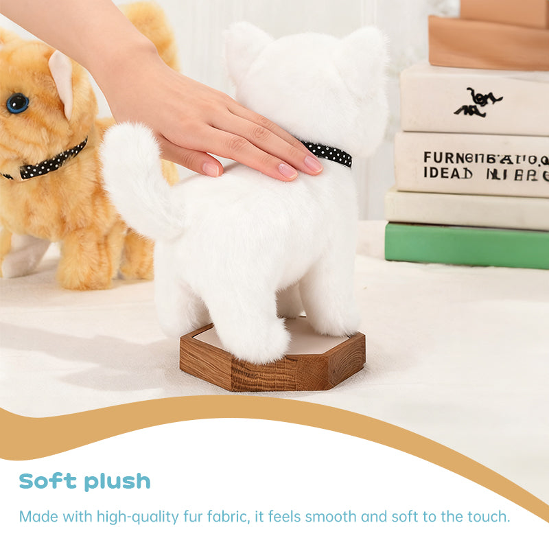 Realistic Electronic Cat Toy with Walking & Barking Actions to Keep Your Pet Active and Entertained.