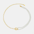 New freshwater pearl patchwork necklace made of stainless steel and 18K gold for women
