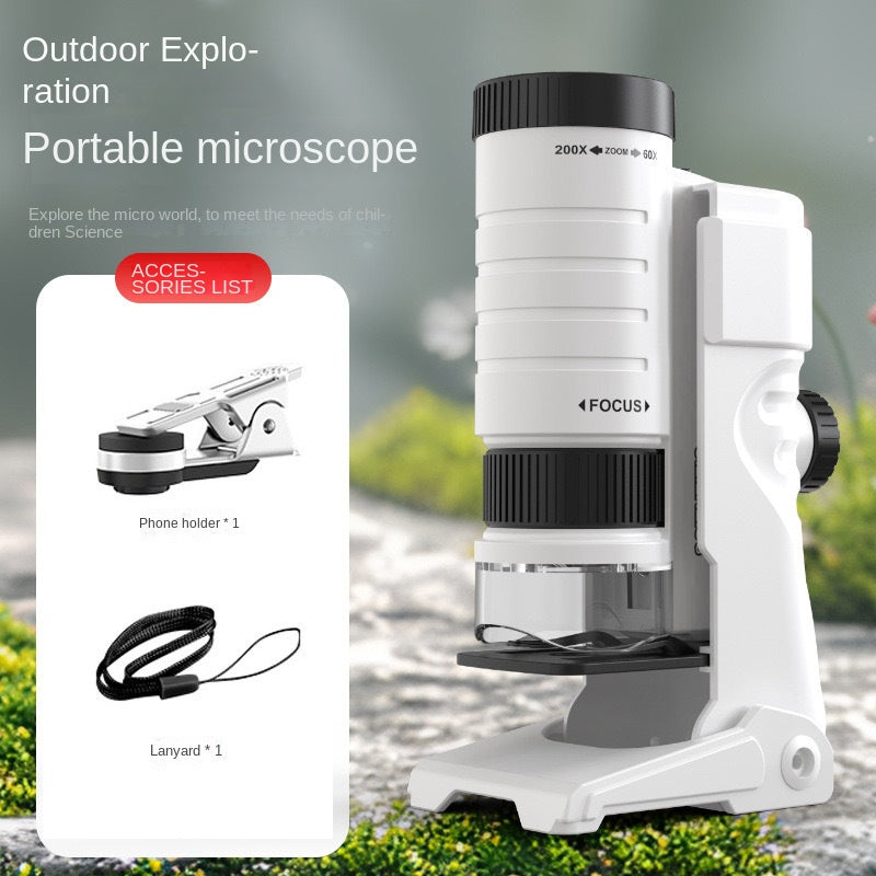 Portable Microscope Toy for Children - Handheld Mini Science Experiment Equipment for Primary and Secondary Students Outdoor Use