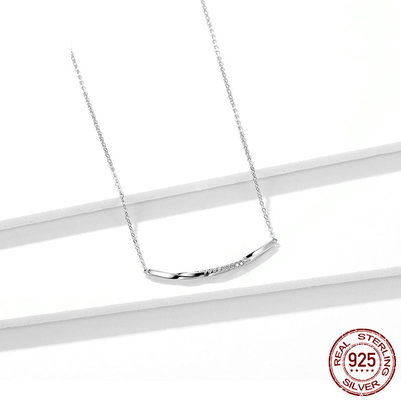 Smiling geometric necklace s925 silver collarbone chain