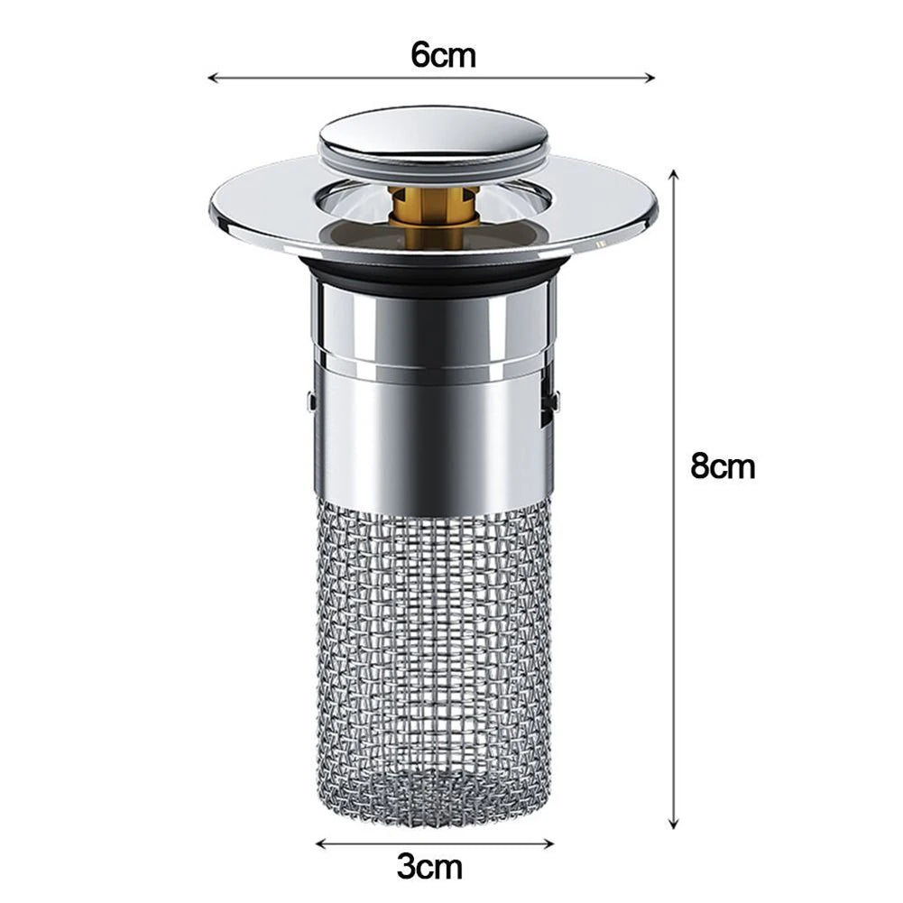 Kitchen Sink Drain Stainless steel  Strainer Sink Stopper Bath Plug Pop-Up Bounce Core Basin Drain Filter Hair Catcher Universal