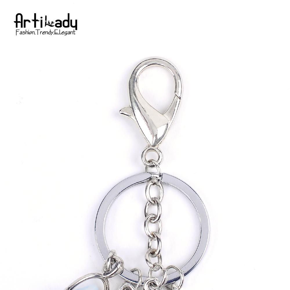 Artilady natural opal stone dreamcatcher keyring jewelry
