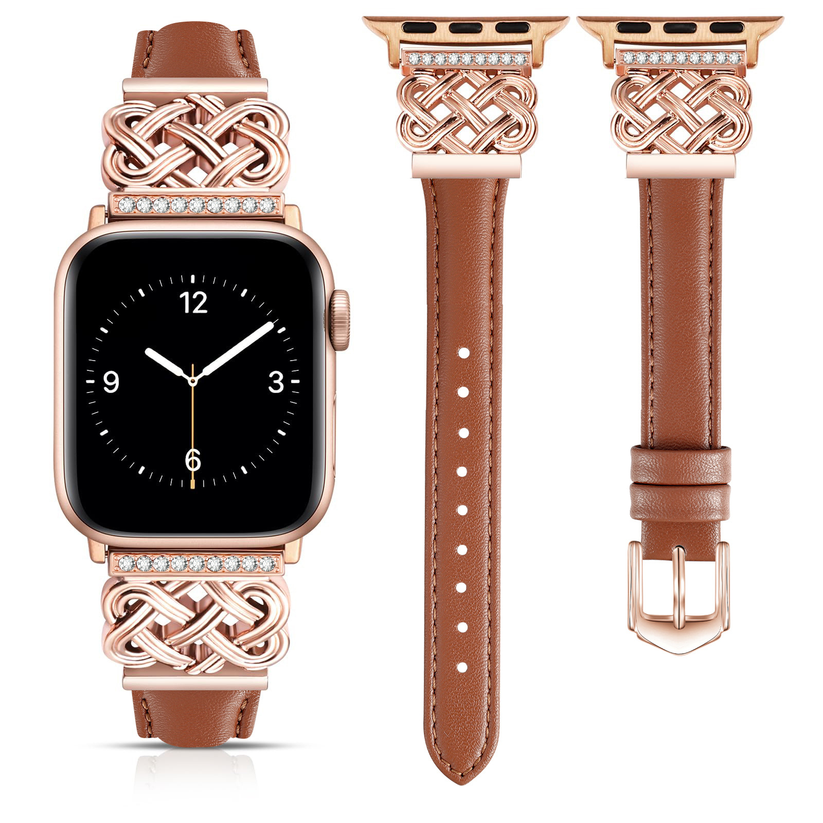 Apple Watch Strap with Chinese Knot and Diamond Inlay Metal Buckle for Series 1-10 and SE