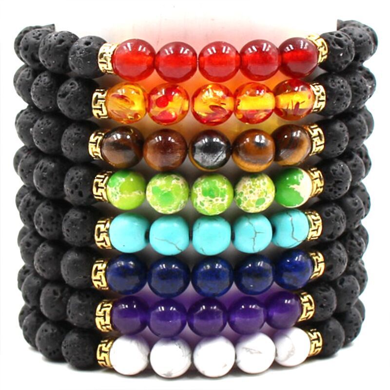 Buddha Bless Lose Weight Chakra Bracelet Black Lava Healing Balance Beads Reiki Buddha Prayer Natural Stone Bracelet For Women