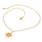18K Gold-Plated Pearl Sun Necklace