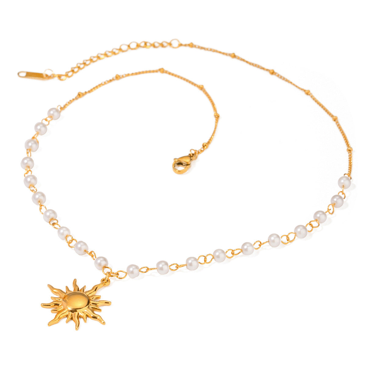 18K Gold-Plated Pearl Sun Necklace