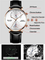 Quartz Watch Men Watches Modern Chronograph Men Watch Leather Strap Watches Man Imitation Luxury Belushi 537 Men'S Sports Watch