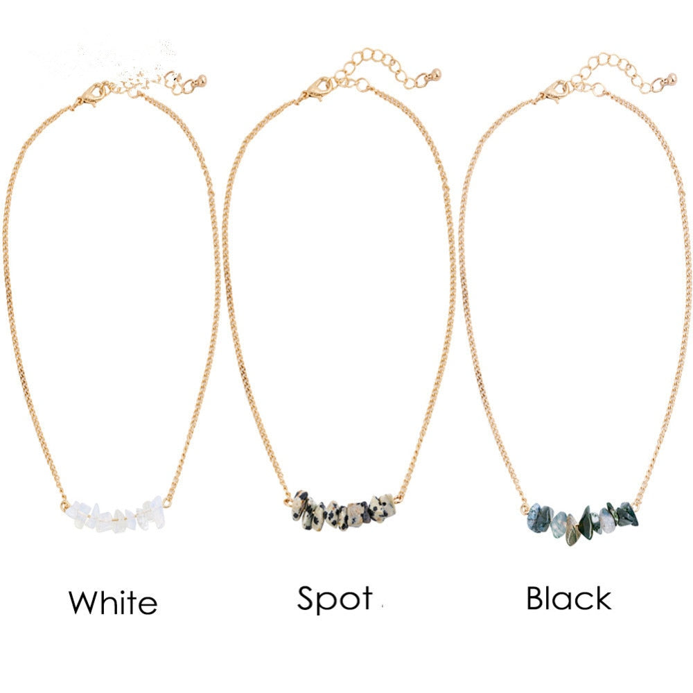 Chic Multicolor Opal Stone Choker Necklaces Fashion Gold Color Chain Crystal Necklace for Women Jewelry