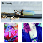 Artilady Natural Opal Moon Choker Necklace – Crystal Stone Pendant