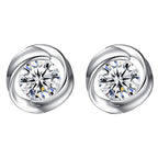 S925 pure silver rose earrings with petal shaped earrings, Korean minimalist women's mini clover rose petal earrings