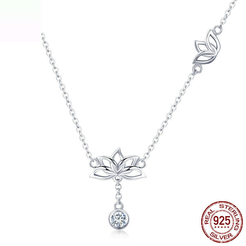 Silver Lotus Delicate Necklace