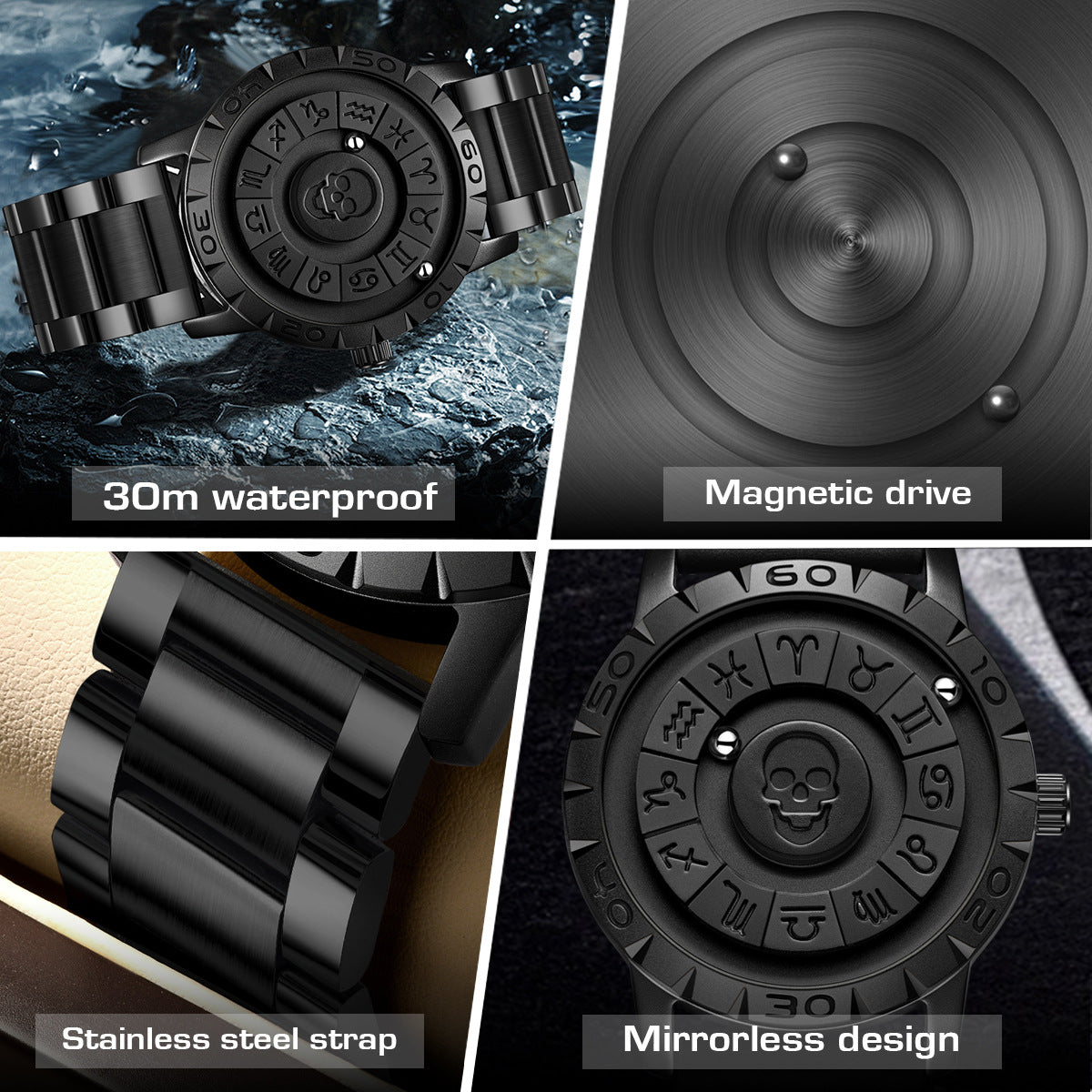 Skull Head Men's Multi-Functional Waterproof Quartz Watch