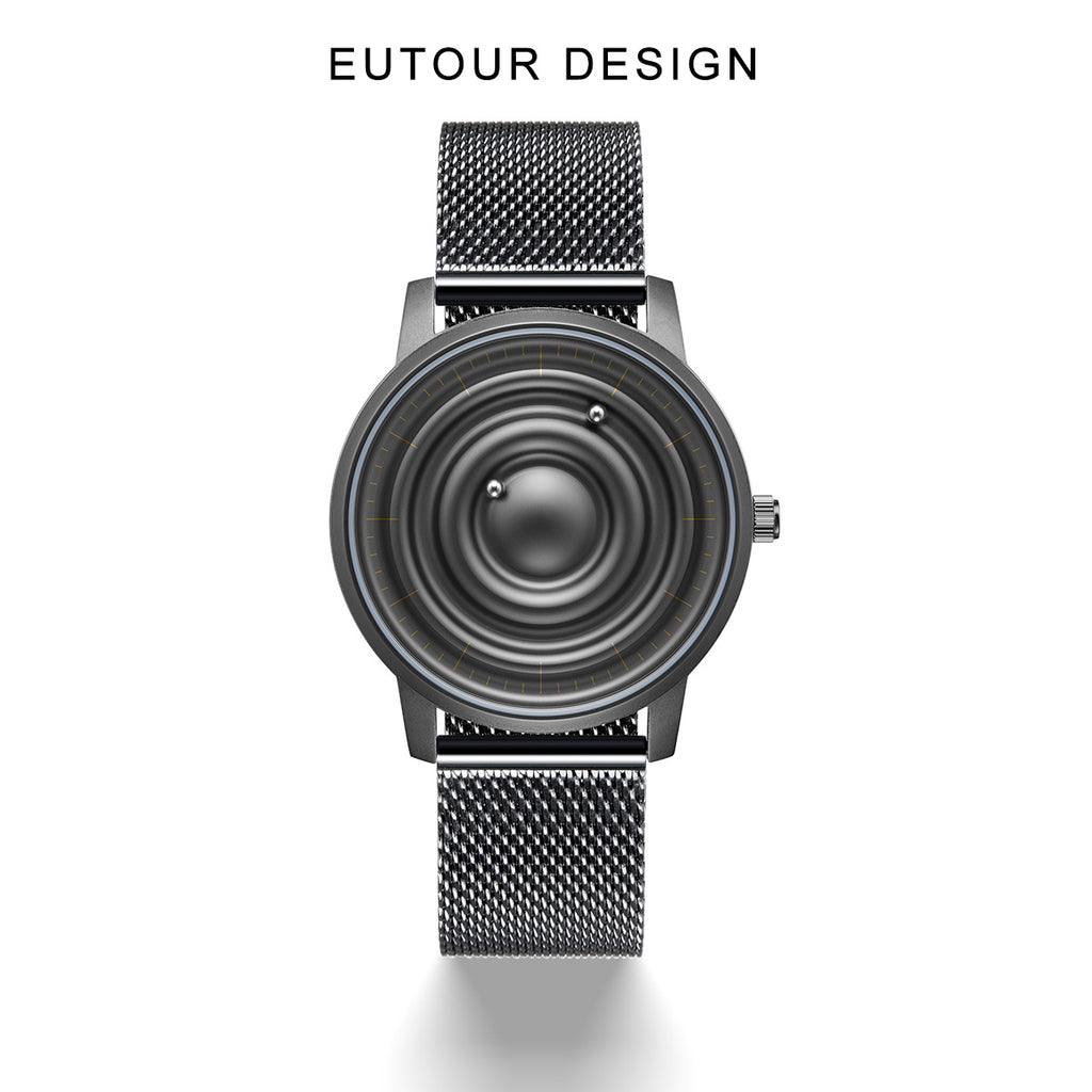 EUTOUR Men's Magnetic Quartz Watch with Original 40mm Stainless Steel Strap