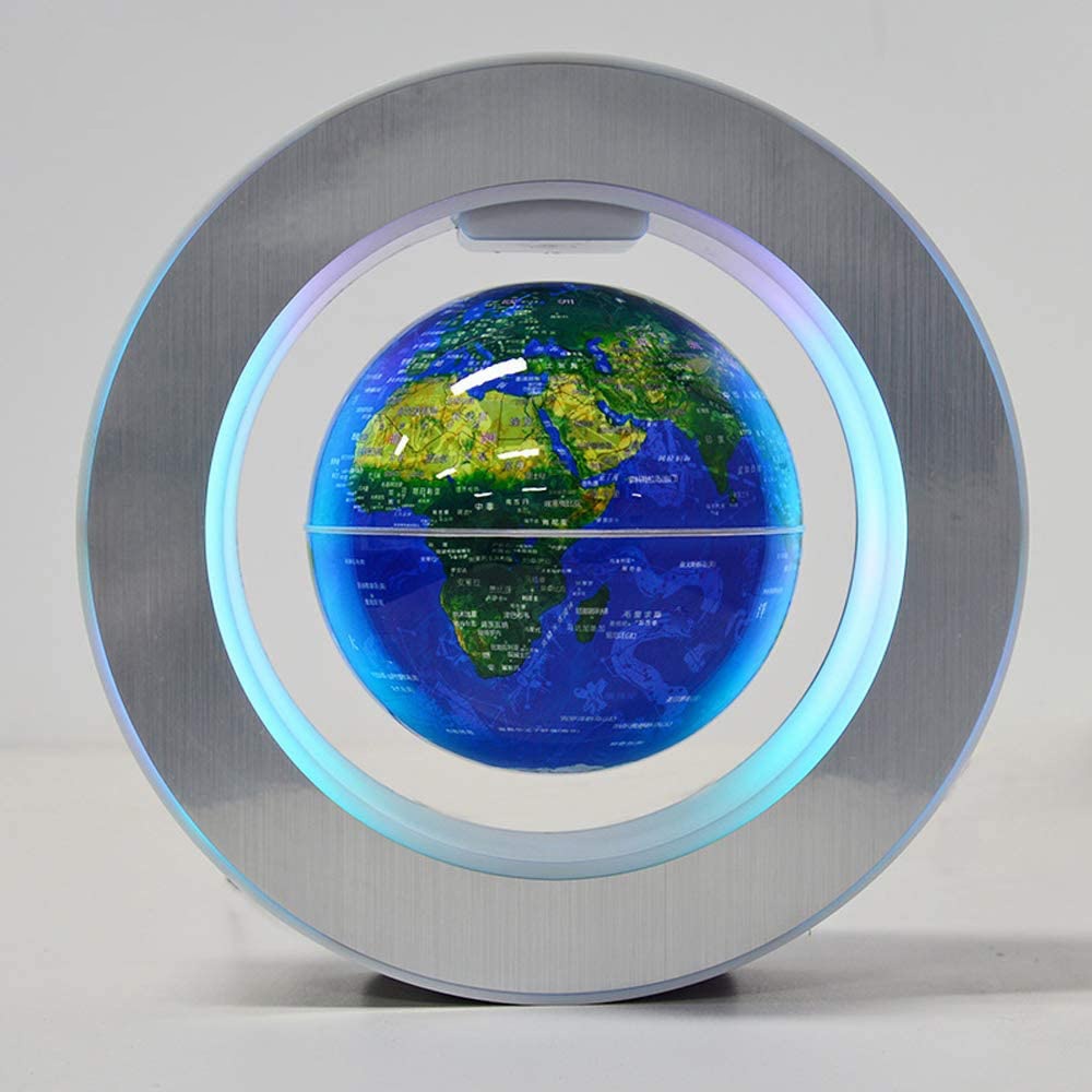 SYEZYO Magnetic Levitation Floating World Map LED Light Globe 2 in 1 Anti Gravity Suspending in The Air Decoration Gadget