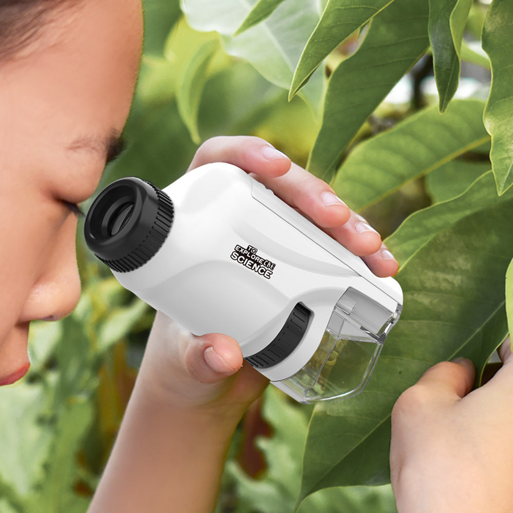Portable Microscope Toy for Children - Handheld Mini Science Experiment Equipment for Primary and Secondary Students Outdoor Use