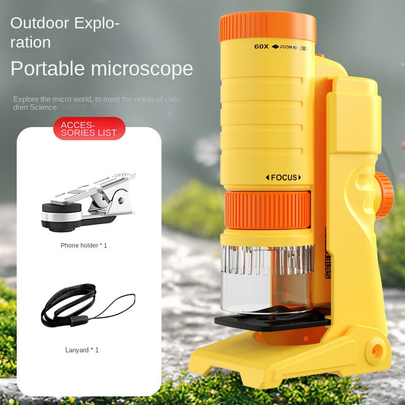 Portable Microscope Toy for Children - Handheld Mini Science Experiment Equipment for Primary and Secondary Students Outdoor Use