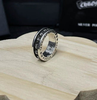 Silver Cross Men's and Women's Ring Hand Engraved Gold Plating
