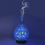 3D Fireworks LED Night Light Air Humidifier Glass Vase Shape Aroma Essential Oil Diffuser Mist Maker Ultrasonic Humidifier Gift
