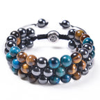 Handwear 8MM Natural Stone Beads Woven Bracelet Adjustable Tiger Eye Stone Men's Bracelet