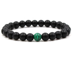 8mm matte black frosted stone malachite couple bracelet