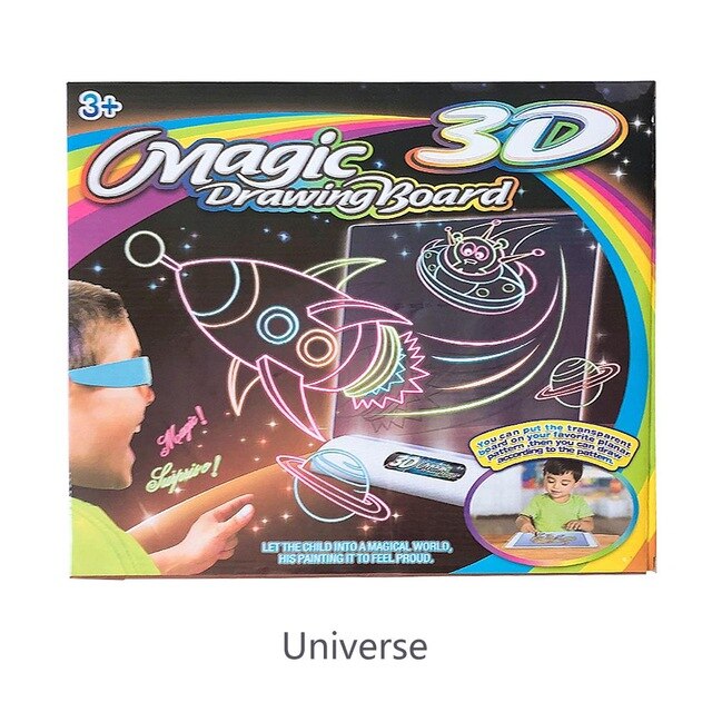Magic Pad Deluxe Light Up LED 3D Drawing Tablet Writing Board Kids Toys Gifts 3D Illuminated Drawing Board Painting