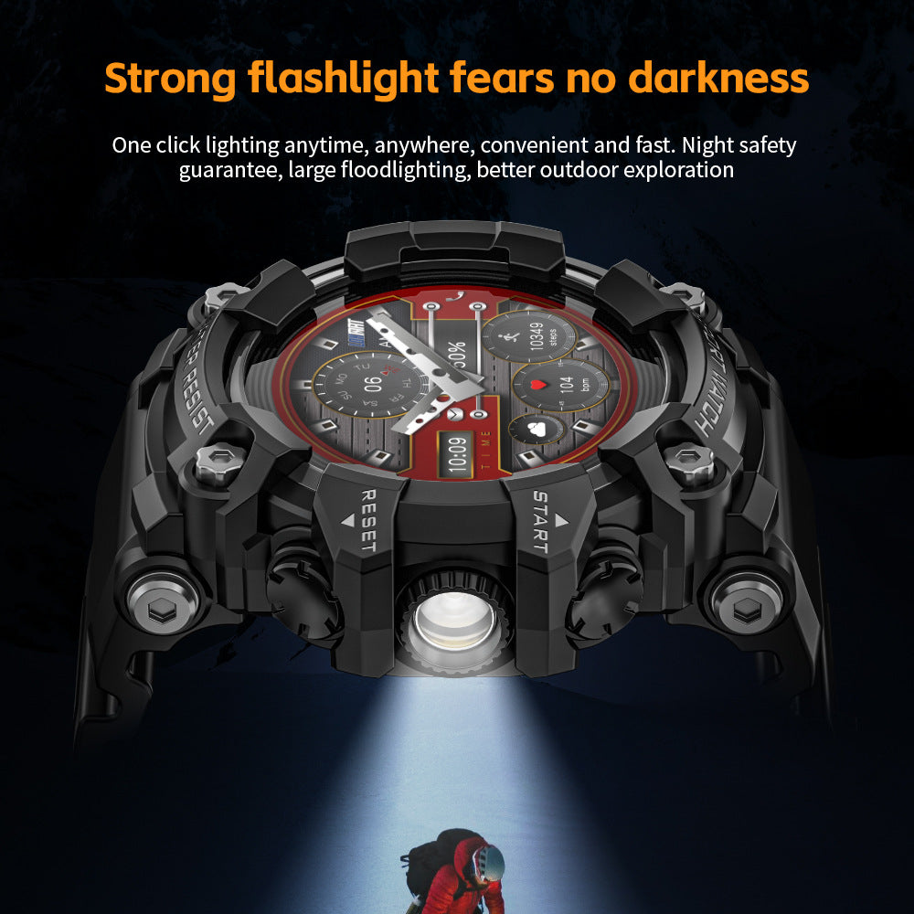 Outdoor sports smartwatch ATTACK GT Bluetooth call compass flashlight music