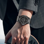 LIGE Fashionable Roman Numeral Men's Multi-Function Quartz Watch with Leather Strap and Water Resistance